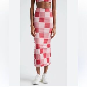 Excellent condition Sammy B’s Women's patchwork denim Skirt, Pink & Red, Size XS